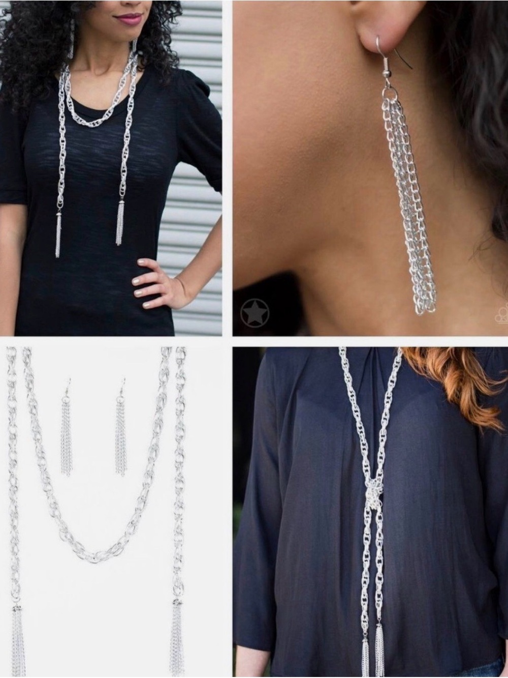 3 Sets-SCARFed for Attention silver earring/necklace set (5 ways to style)